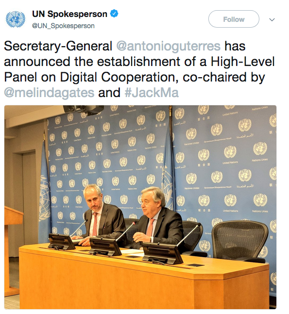 马云担任联合国第三个职务 年薪还是1美元